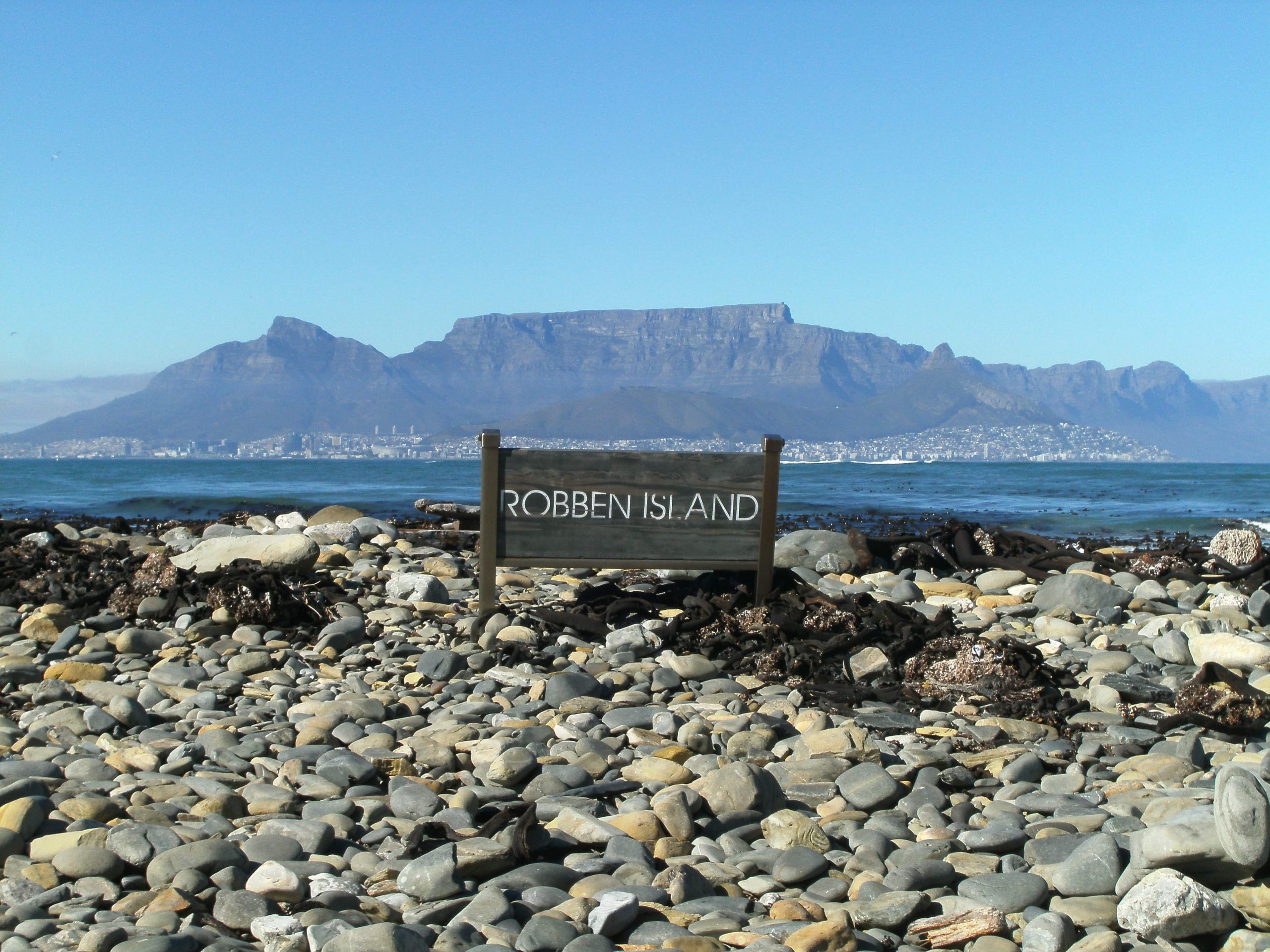 Robben Island looking back at table mountain